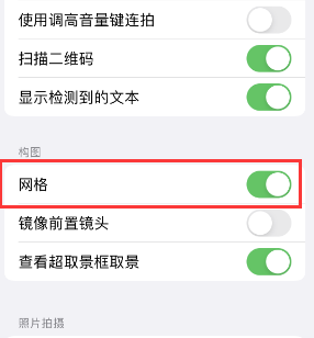 德钦苹果手机维修网点分享iPhone如何开启九宫格构图功能